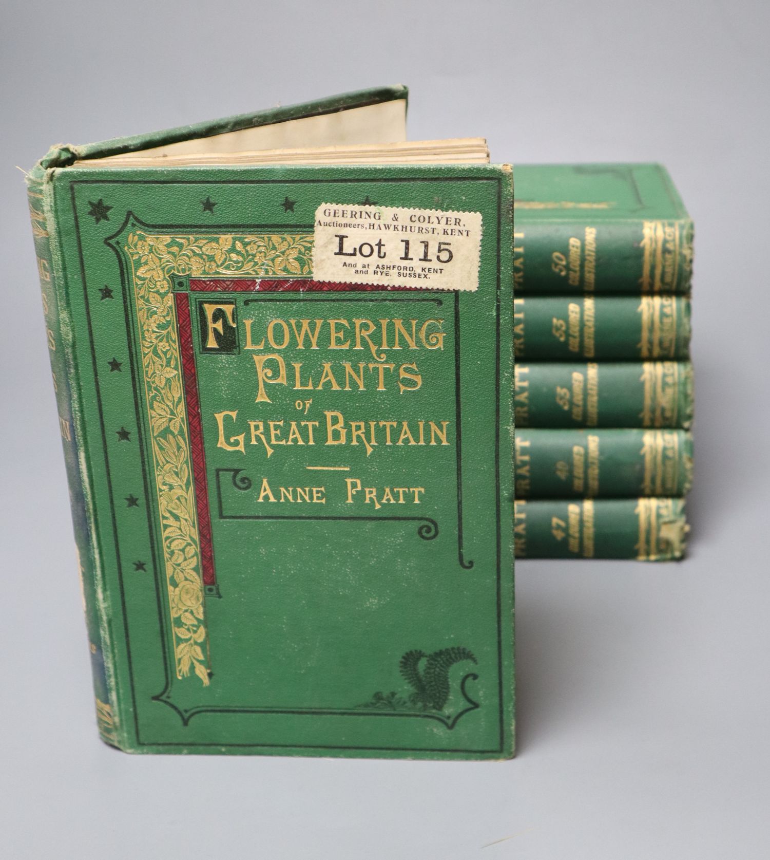 Pratt, Anne - Flowering Plants, Grasses and Ferns of Great Britain, 6 vols